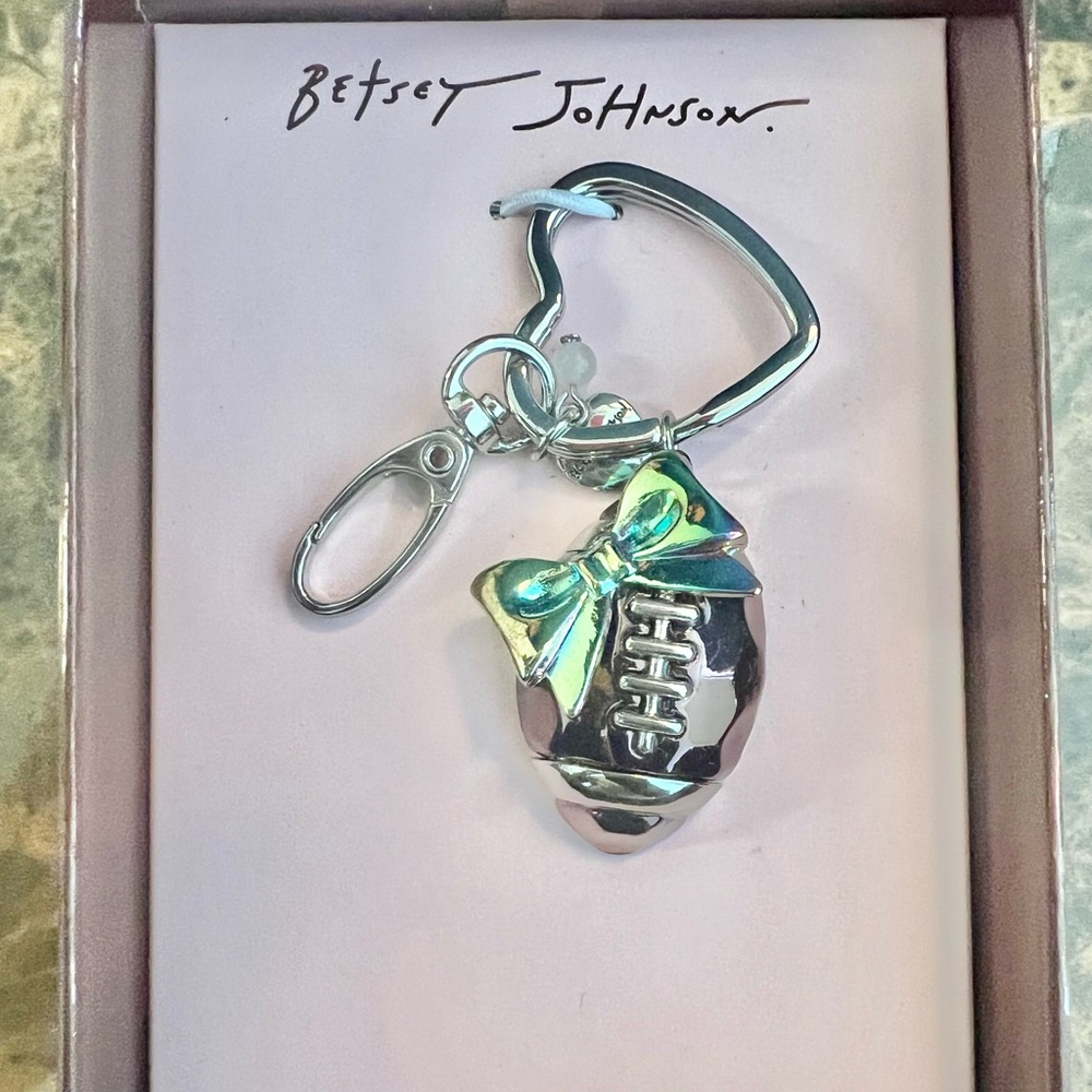 NIB Betsey Johnson Football & Bow Bag Charm